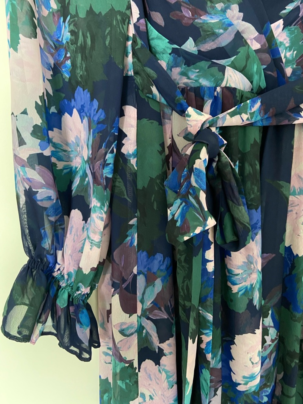 NWT Adrianna Papel Wrap Maxi Dress - Navy, Purple & Green-6 - Picture 4 of 7